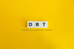 Dialectical Behavior Therapy on a yellow background